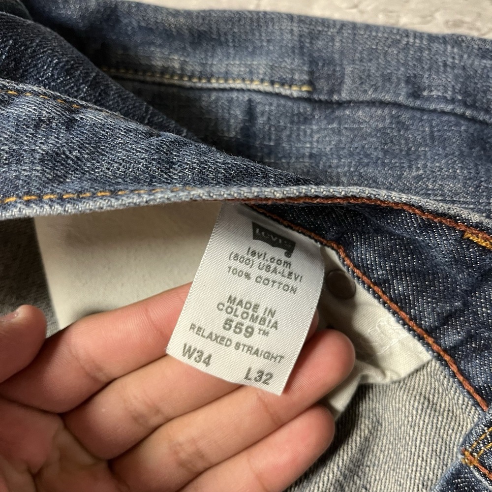 Vintage Levis 559 Jeans Mens Blue Relaxed Straight Baggy 34x32 Tag Y2K - Picture 7 of 14